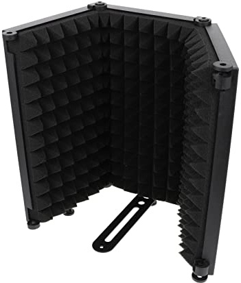 Vaguelly Professioneller 3-panel Mikrofon Schallfilter mit Winddichtem Absorptionsschaumstoff Faltbarer Mikrofon Isolationsschirm für Klare Studioaufnahmen