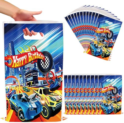 Racing Car Candy Bag, Race Car Party Bags, Birthday Party Accessories Racing Party, Klein Geschenk Candybar Tüten zum Verpacken von Geschenken, Giveaways, Geburtstag, 25 x 16 cm