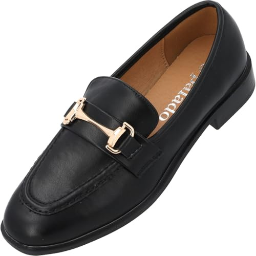 Palado Loafer Damen Skennu – elegante Halbschuhe - Slipper im zeitlosen Design - Sommerschuhe - modisch und bequem Schwarz UK6 - EU39