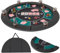 GYMAX 1.2M/48 Inches Foldable Poker Table Top, 8-Player Round Texas Hold’em Poker Table Mat Layout with Cup Holders, Padded Rails & Carrying Bag, Poker Card Table Topper for Party Casino