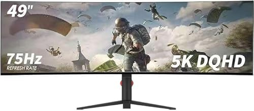AtomFun YOGAES 49 Inch Curved Ultrawide Monitor 5120x1440 Dual QHD, 3800R IPS Gaming Screen, HDR400, USB-C, Built-in Speakers, Height Adjustable Stand, VESA 100x100, G-Sync Compatible (75hz)