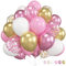 Luftballons Rosa Gold, 12 Zoll Metallic Rosa Weiß Gold Latex Ballons mit Heißrosa Konfetti Party Dekoration Luftballons mit Band für Babyparty Hochzeit Mädchen Geburtstag