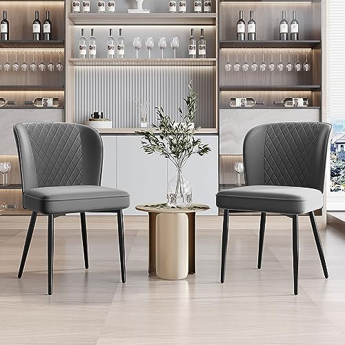 buiesjole Esszimmerstuhl (2 St), Dunkelgrau,Polsterstuhl Design Stuhl mit Rückenlehne,Sitzfläche aus Samt Gestell aus Metall