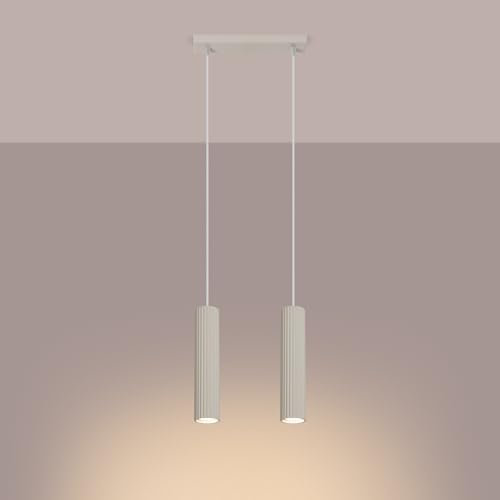 SOLLUX lighting Hängelampe Pendelleuchte Hängeleuchte Deckenlampe Lampe Decke Aluminium LED-Glühbirne 4000K kaltes Weiß Licht 2 Flammig 30 x 6,5 x 16,5 cm GLOOW Beige