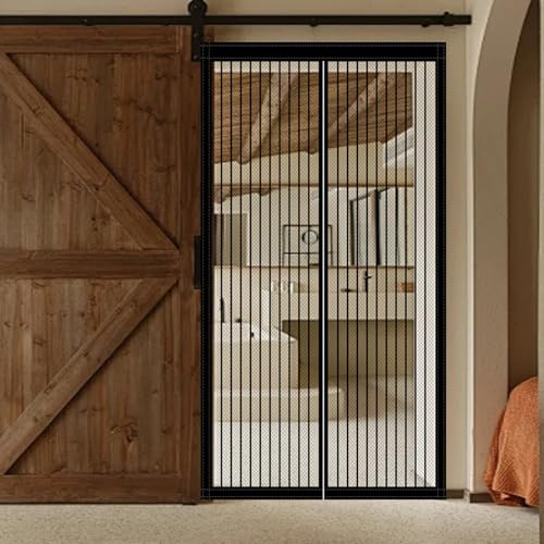 Zanzariera Magnetica Porta Finestra 78 x 187 cm Maglia Fine Zanzariera con Magneti Facile da Installare per Porta Finestra Balcone Soggiorno, Nero