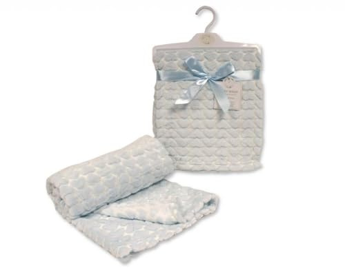 Kuschelige Babydecke – Jacquard-Herz-Plüsch und warmer Überwurf für Säugling oder Kleinkind, ideal für Kinderbett, Kinderbett und Kinderwagen, Unisex-Baby-Geschenk, 75 x 100 cm, Himmelblau