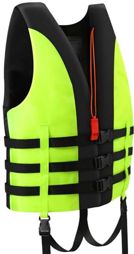 Schwimmweste Kinder Schwimmhilfe Float Jacket für Kinder, Jungen und Mädchen Wassersport mit Einstellbare Sicherheits Strap (Grün, 5-11 Y)