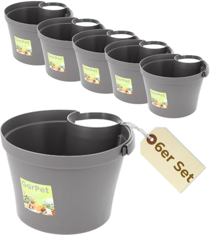 6er Set Fallrohr Blumentopf Fallrohr Blumentopf für Regenrohr Regenrinne Säule Pfosten Abflussrohr Hängetopf Pflanztopf Pflanzgefäß Grau 22x22x15 cm