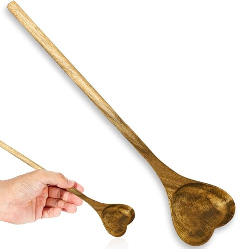 FLEXNOVA Holzlöffel Herz, 28.5 x 6cm Kochlöffel Holz Löffel Herz Holzkochlöffel Holzlöffel Kochlöffel Hochzeit Personalisiert Küchenutensilien für Einweihungsfeiern Hochzeit Geschenk