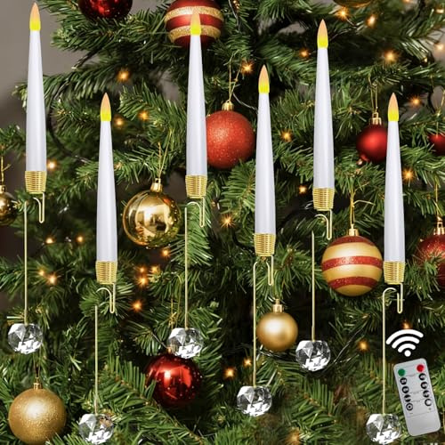 YumSur Stabkerzen Led Christbaumkerzen Kabellos mit Fernbedienung LED Kerzen,Weihnachtsbaumkerzen Weihnachtsbaumbeleuchtung Flammenlossen Weihnachtsker
