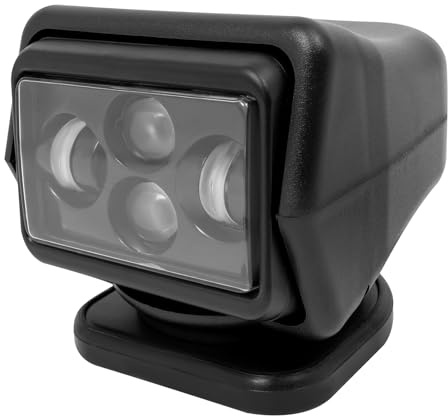 Projecteur de recherche télécommandé, projecteur LED 60 W, tête de lampe rotative à 360°, convient pour bateaux, véhicules tout-terrain, camions, motos, véhicules techniques