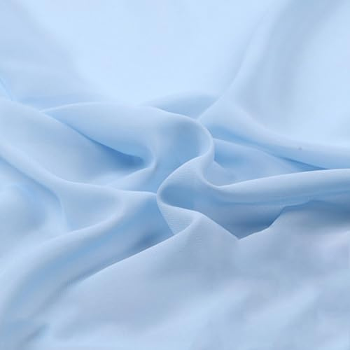 Vayliro 5m Chiffonstoff Breit 150 cm Chiffon Stoff Georgette Stoff Meterware Dekostoff Bekleidungsstoffe Stoffe zum Nähen Kostümstoff für DIY Basteln Kleidung Gardine Vorhang Tischdeko,Himmelblau