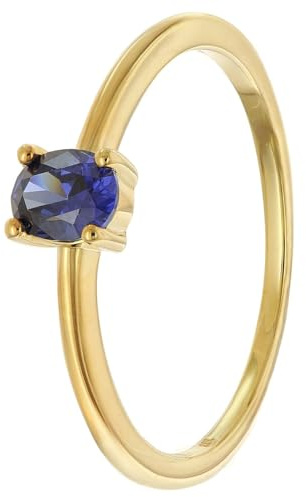 trendor Damenring 333 Gold (8k) Ovaler Zirkonia Dunkelblau 21370-06-54