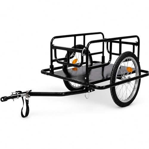 TUPOSTAR ,Schwarz,136cm, Faltbarer LastenanhäNger FüR FahrräDer, FahrradanhäNger, Faltbarer NutzanhäNger Mit Stahlrahmen, TragfäHigkeit: 50 Kg, Ideal FüR Einkaufen, Camping Und Gartenarbeit