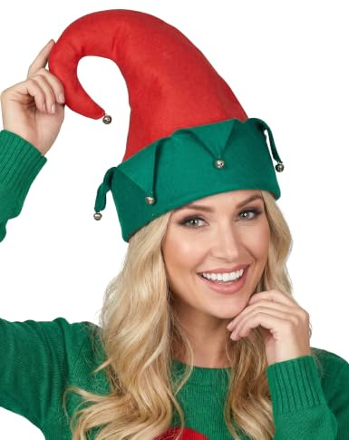 DEGUISE TOI VEGAOO - Weihnachtskobold-Mütze mit Glöckchen - Mütze mit Glöckchen - Einheitsgröße - Grün - Accessoires - 100% Polyester - Noel