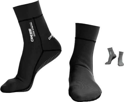 CRESSI Ultra Stretch Neoprene Socks 1.5mm - Unisex Erwachsene Doppelt Gefütterte Neopren Tauchschuhe, Schwarz/Weiß Logo, L