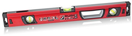 RUBI Level Antishock Professionelle Wasserwaage 61 cm – Hochpräzise Aluminium-Wasserwaage mit stoßfesten Libellen – robustes Messwerkzeug für horizontale, vertikale und 45°-Winkel – ergonomischer