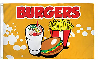 AZ FLAG - Flagge Hamburger Fast Food - 150x90 cm - Hamburger Fahne 100% Polyester mit Messing-Ösen - 110g