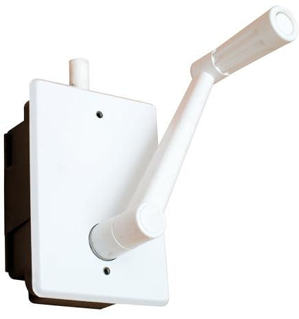 MICEL - 90039 - Torno de Persiana para Empotrar, Carga Maxima 20 kg, Incluye Manivela y Cuerda, en ABS, Acabado Blanco, 38 x 73 x 112 mm