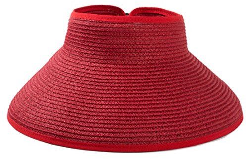 Kuyou Damen Sonnenhut Sport Sunvisor Visor Cap Strohhut Sonnenhut (Rot)