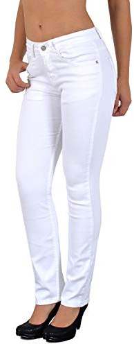 ESRA Weiße Jeans Damen High Waist Weisse Damen Jeanshose Straight bis Plus Size G400