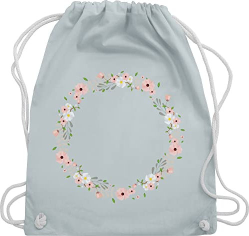 Shirtracer Turnbeutel Rucksack - Blumenkranz - Unisize - Pastell Blau - stoffbeutel baumwolle tasche kindergarten jungen stofftasche gärtner geschenke sportbeutel stoff kita wechselkleidung beutel