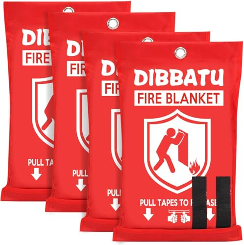 DIBBATU Fire Blanket Emergency for Kitchen, Suppression Flame Retardent Safety Blanket for Home, Schooll, Fireplace, Grill, Car, Office, Warehouse (39 in X 39 in)
