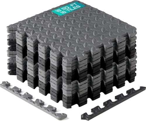Yes4All Interlocking Bodenschutzmatte Fitness, 12/16/36 Stück (30x30cm), Puzzlematte Bodenmatte für Fitnessgerät, Bodenschutzmatte Fitnessgerät, Fitness Matten Bodenmatte für Home Gym, Garage