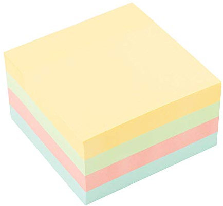 D.RECT 009262 Haftnotizwürfel Super Sticky Notes Selbstklebende Haftnotizzettel in 75x75mm 450 Blatt Pastellfarben
