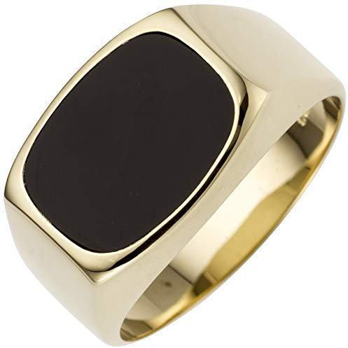 Jobo Herren-Ring aus 14 Karat 585 Gold mit Onyx Größe 66