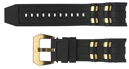 Vicdason Invicta Pro Diver Uhrenarmbänder mit Metalleinsätzen und Schnalle Ersatzarmband – Invicta Uhrenarmband, Schwarz mit Gold, Taucher