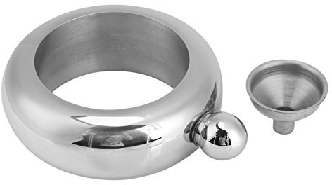Bracelet en forme de flacon de hanche en acier inoxydable Bracelet en forme de flacon Bouteille de vin Whisky Drinkware Conteneur d'alcool Bouteille de stockage d'alcool avec entonnoir(argent)