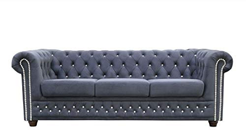 JVmoebel Chesterfield Sofagarnitur 3+2+1 Schlafsofa Sofa Couch Polster Leder Sofas Bett