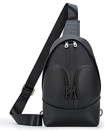 Schultertasche Umhängetasche Herren Brusttasche, Männer Brusttasche Crossbody Bag Echtes Leder Sling Tasche Anti Diebstahl Brust Umhängetasche Mehrzweck Brust Pack Outdoor Daypack Geschäft Brusttasche