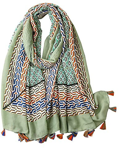 FAIRYGATE Schals & Tücher für Damen Hochwertiger Elegant Blumenmuster Kopfwickel Tuch für Mädchen Schal Damen Grün 15225, 90 * 180 cm