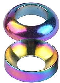 Liovns Myouzhen-Flat Washer Titanium Gasket M6 Concave And Convex Washer Spacer For MTB Disc Brake Caliper Group Mounting Bolts,2pcs, Durable easy to install (Color : Rainbow)