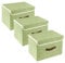 TYEERS Collapsible Storage Box with Lid, Fabric Storage Box for Clothes, Wardrobe Storage, 38x25x25 cm, Set of 3, Green