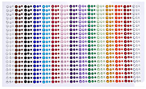 DBOO 900 Pieces Rhinestone Stickers Self-Adhesive - Jewels Sticker for Face Eyes Nails DIY Craft Cards Embellishment Diamond Gem Decorations 15 Colors 3 Sizes