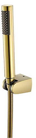 Duschkopf Messing Hochdruck Handbrause Wassersparend Brausekopf Antikalk Duschbrause Set mit ABS Halterung und 1.5M Edelstahl Schlauch, G1/2,Titanium Gold