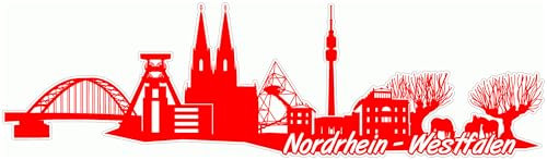 Skyline4u NRW Skyline Aufkleber Sticker Autoaufkleber City Gedruckt - 15x4,3cm hellrot