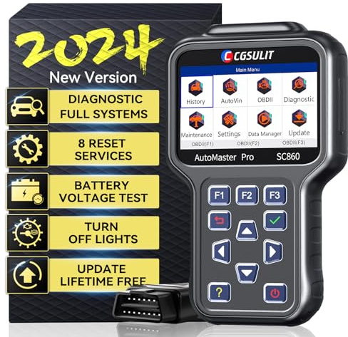 CGSULIT All System OBD2 Scanner, SC860 Code Reader with 8 Services, ABS Bleeding/EPB/Oil/SAS/TPS Reset, Battery Registration, Injector Coding, Car Scanner Diagnostic for All Cars, Free Update