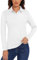 TACVASEN Fitnessshirt Damen Langarm Atmungsaktiv Poloshirt UV Schutzkleidung T-Shirt UPF 50+ Sportshirt mit Knopfleiste (M, Weiß)