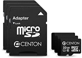 Centon Micro SDHC Card UHS-I with SD Adapter 32GB 3 Pack for All Devices | Class 10, U1, V10, A1 rated, SD adapter included, Phones, tablets, cameras, PDAs, Full HD video, photo storage, file backups