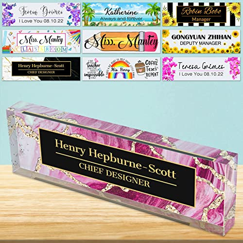 Escritorio placa de nombre personalizado de acrílico Bloque de señal de nombre para escritorios de oficina personalizada placa de escritorio Apreciación Decoración Regalo-8x2.5inch