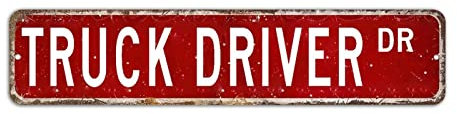 Segnale stradale per camionista, regalo amante del camionista, autista in metallo, cartello stradale vintage rustico retrò, 10 x 45 cm
