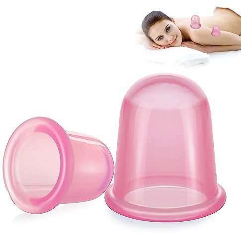 2 pièces Ventouse Anti Cellulites Minceur, Tasses de Massage Anti-cellulite Anti-cellulite Sous Vide en Silicone, Soin beauté en Massage (Rose)