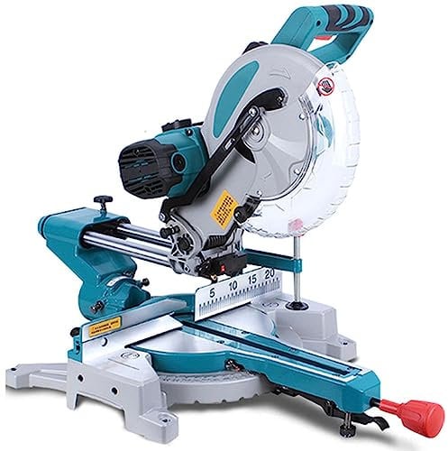 GEJLELDS Crosscut Saw 2200W Miter Saw with Ø255mm Blade, 300mm Cutting Width, 90mm Cutting Height, Aluminum Pads, Rotary Table with Quick Lock