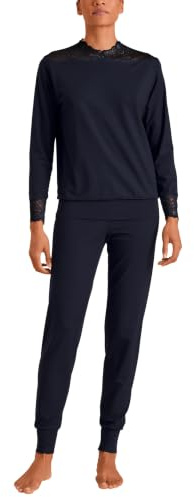 CALIDA Elegant Dreams Bündchen-Pyjama Damen | Schlafanzug, luftiger Schnitt, mit Spitzendetails, fließend und anschmiegsam