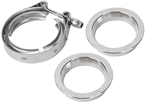 Auspuff-V-Band-Klemmen-Set, V-Band-Klemmflansch, Edelstahl-Klemme mit 2 Flanschen, Turbo-Auspuff-Fallrohr Wastegates, Abblasventile, Schalld?mpfer, Turbolader, Autos, (2,5