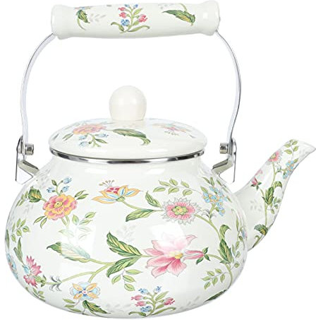 Tetera esmaltada de porcelana floral, tetera para estufa, estilo turco. 2. 5 L